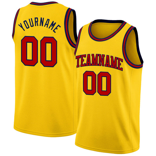 Custom Yellow Red-Navy Authentic Basketball Jersey - Sky-Custom