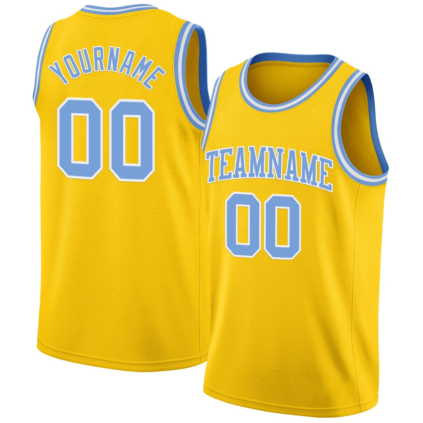 Custom Yellow Light Blue-White Authentic Basketball Jersey - Sky-Custom