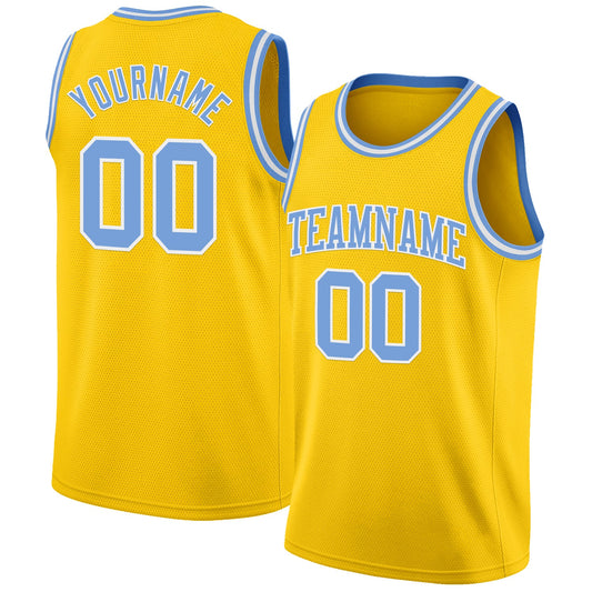 Custom Yellow Light Blue-White Authentic Basketball Jersey - Sky-Custom