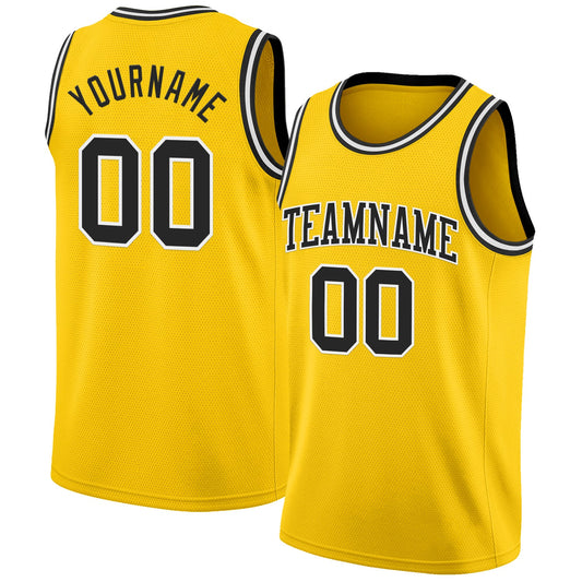 Custom Yellow Black-White Authentic Basketball Jersey - Sky-Custom