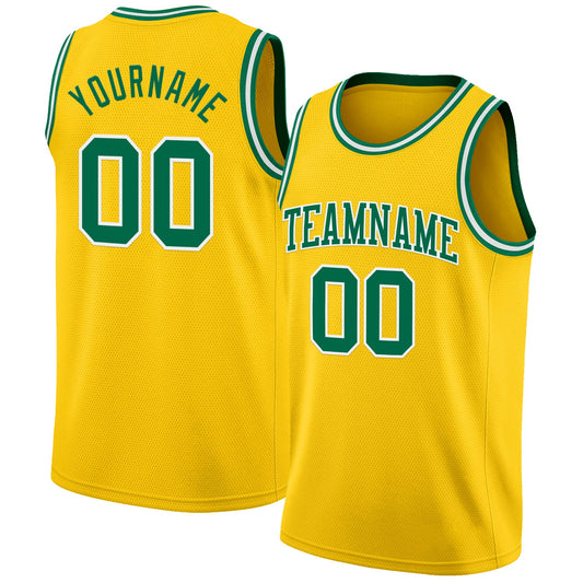 Custom Yellow Kelly Green-White Authentic Basketball Jersey - Sky-Custom