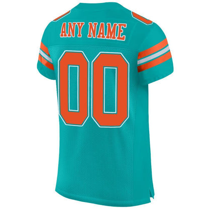 Custom Aqua Orange-White Mesh Authentic Football Jersey - Sky-Custom