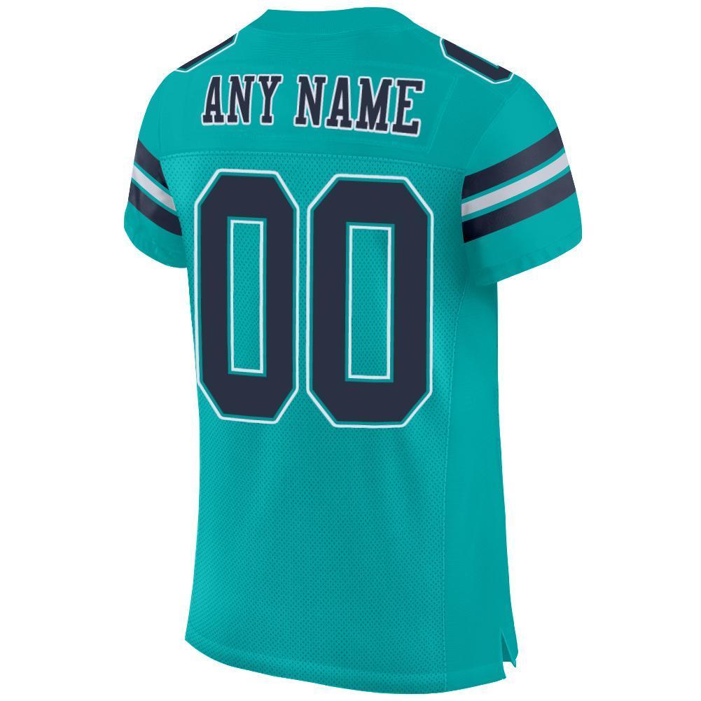Custom Aqua Navy-White Mesh Authentic Football Jersey - Sky-Custom