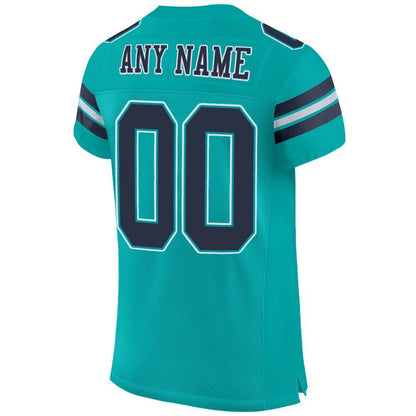 Custom Aqua Navy-White Mesh Authentic Football Jersey - Sky-Custom
