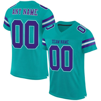 Custom Aqua Purple-White Mesh Authentic Football Jersey - Sky-Custom
