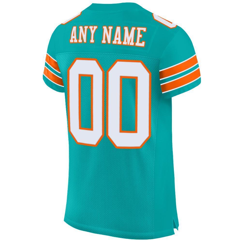 Custom Aqua White-Orange Mesh Authentic Football Jersey - Sky-Custom