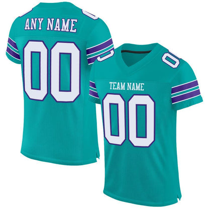 Custom Aqua White-Purple Mesh Authentic Football Jersey - Sky-Custom