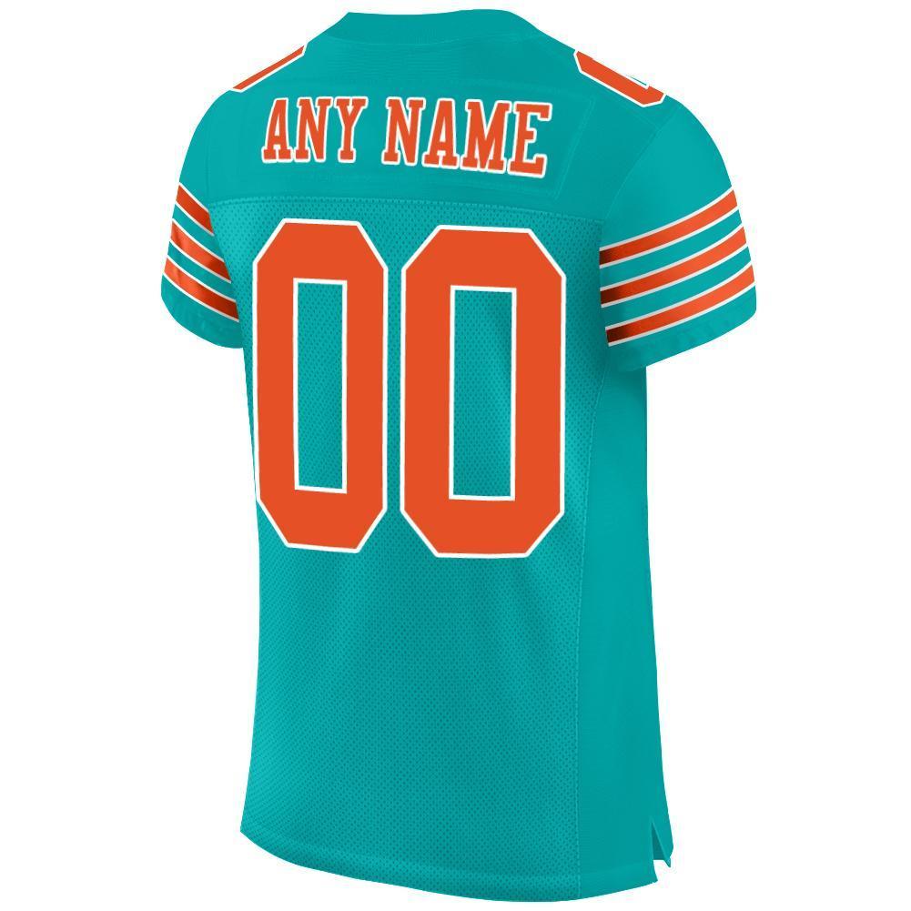 Custom Aqua Orange-White Mesh Authentic Football Jersey - Sky-Custom