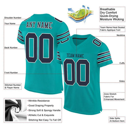 Custom Aqua Navy-White Mesh Authentic Football Jersey - Sky-Custom