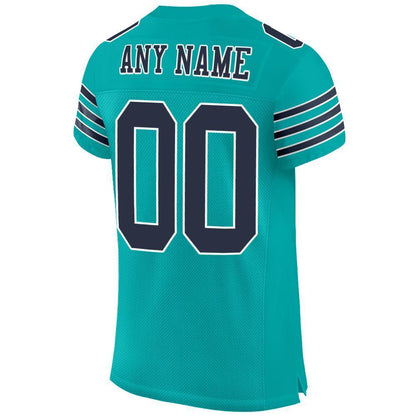 Custom Aqua Navy-White Mesh Authentic Football Jersey - Sky-Custom