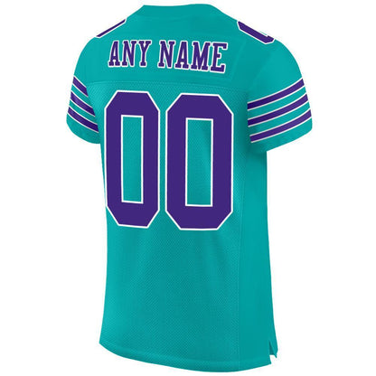 Custom Aqua Purple-White Mesh Authentic Football Jersey - Sky-Custom