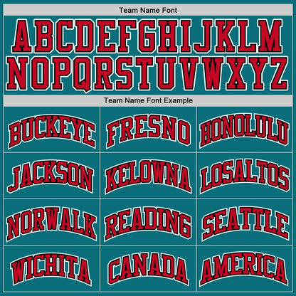 Custom Teal Red-Black Authentic Baseball Jersey - Sky-Custom