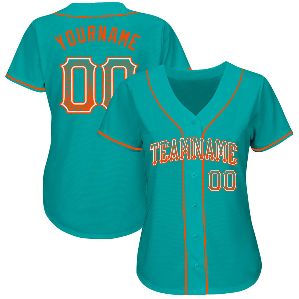 Custom Aqua Orange-White Authentic Drift Fashion Baseball Jersey - Sky-Custom