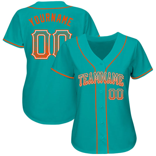 Custom Aqua Orange-White Authentic Drift Fashion Baseball Jersey - Sky-Custom