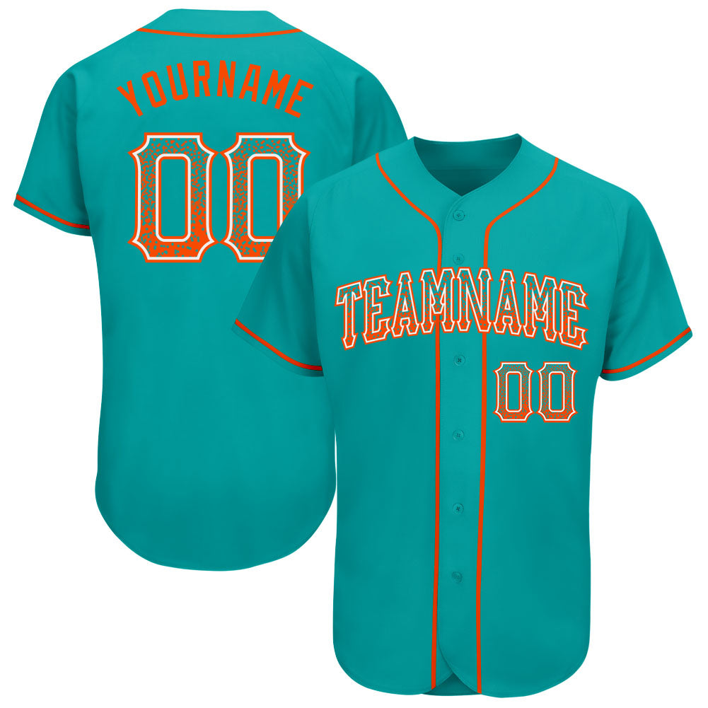 Custom Aqua Orange-White Authentic Drift Fashion Baseball Jersey - Sky-Custom