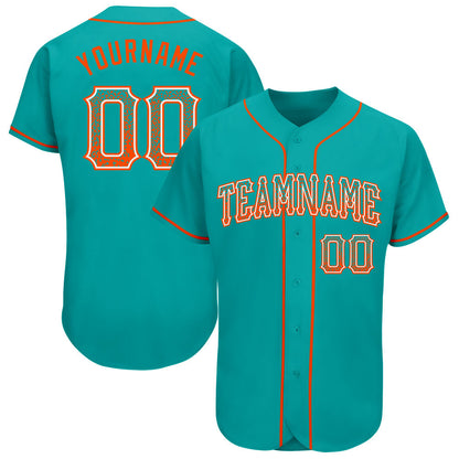 Custom Aqua Orange-White Authentic Drift Fashion Baseball Jersey - Sky-Custom
