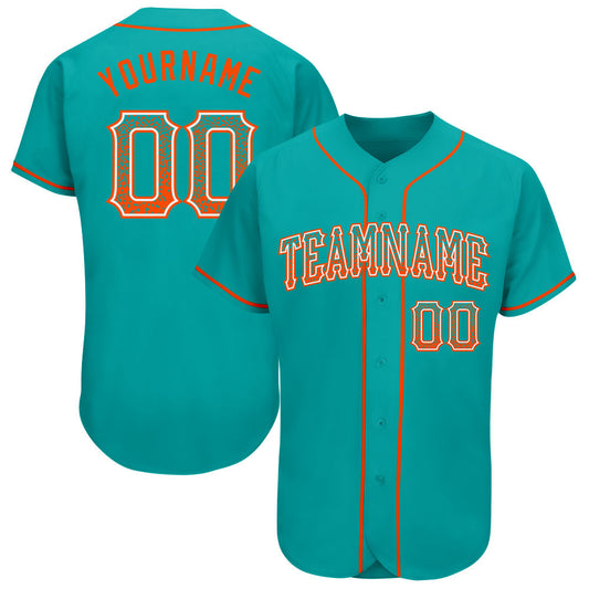 Custom Aqua Orange-White Authentic Drift Fashion Baseball Jersey - Sky-Custom