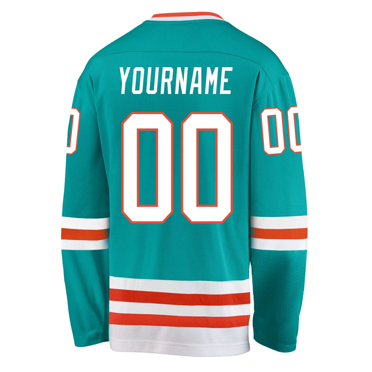 Custom Aqua White-Orange Hockey Jersey - Sky-Custom