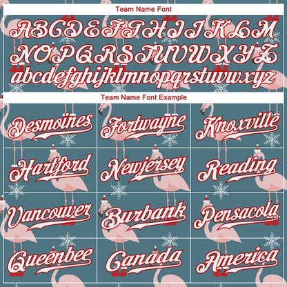 Custom Teal White-Red Christmas 3D Authentic Baseball Jersey - Sky-Custom