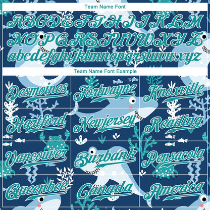 Custom Aqua Aqua-White 3D Pattern Design Sharks Authentic Baseball Jersey - Sky-Custom