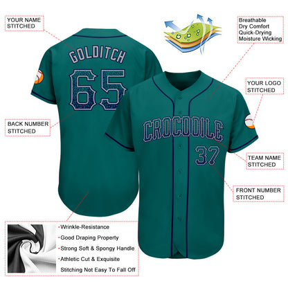 Custom Teal Navy-Gray Authentic Drift Fashion Baseball Jersey - Sky-Custom