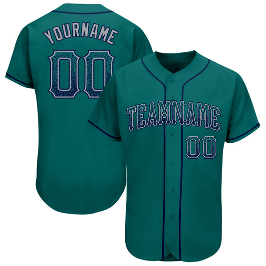 Custom Teal Navy-Gray Authentic Drift Fashion Baseball Jersey - Sky-Custom