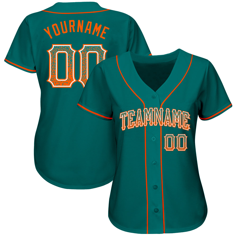 Custom Teal Orange-White Authentic Drift Fashion Baseball Jersey - Sky-Custom
