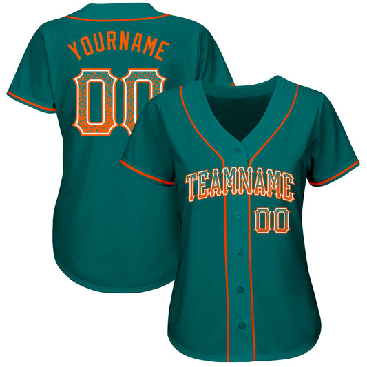 Custom Teal Orange-White Authentic Drift Fashion Baseball Jersey - Sky-Custom