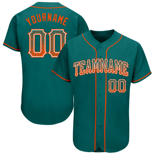 Custom Teal Orange-White Authentic Drift Fashion Baseball Jersey - Sky-Custom