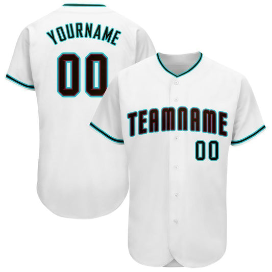 Custom White Black-Aqua Baseball Jersey - Sky-Custom