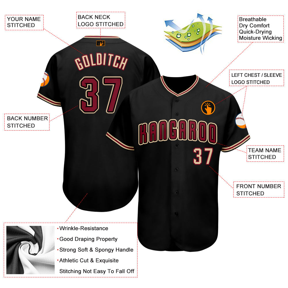 Custom Black Crimson-City Cream Baseball Jersey - Sky-Custom