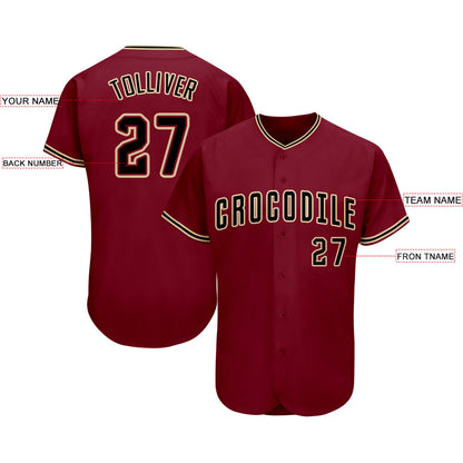 Custom Crimson Black-City Cream Baseball Jersey - Sky-Custom