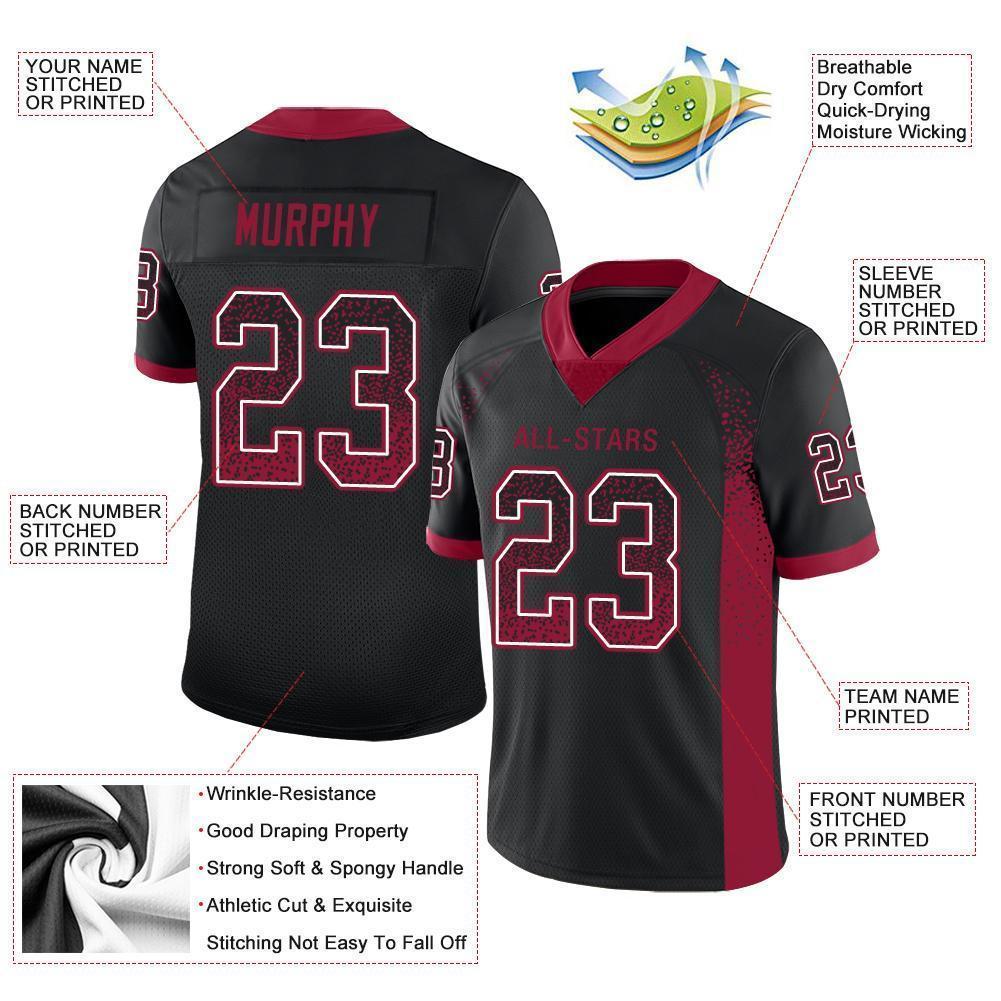 Custom Black Cardinal-White Mesh Drift Fashion Football Jersey - Sky-Custom