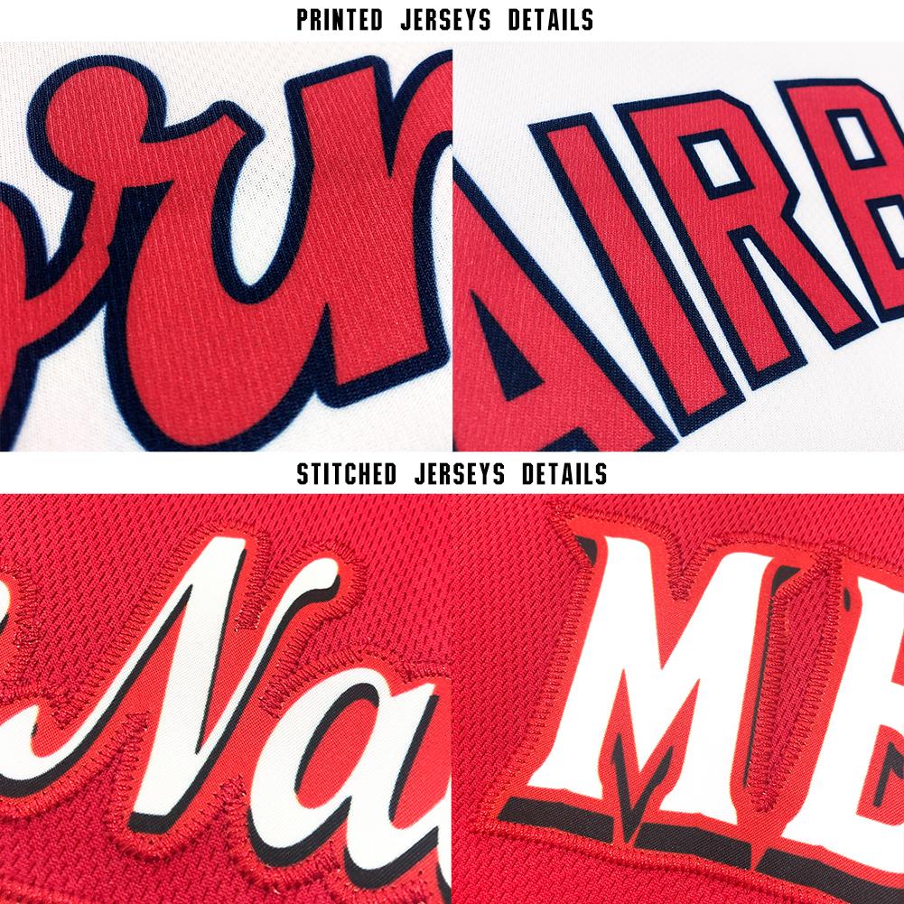 Custom Red Navy-White Baseball Jersey - Sky-Custom