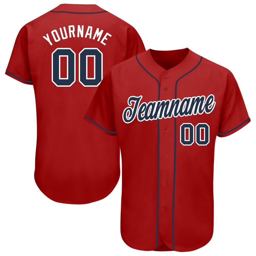 Custom Red Navy-White Baseball Jersey - Sky-Custom