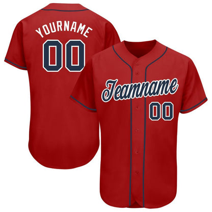Custom Red Navy-White Baseball Jersey - Sky-Custom