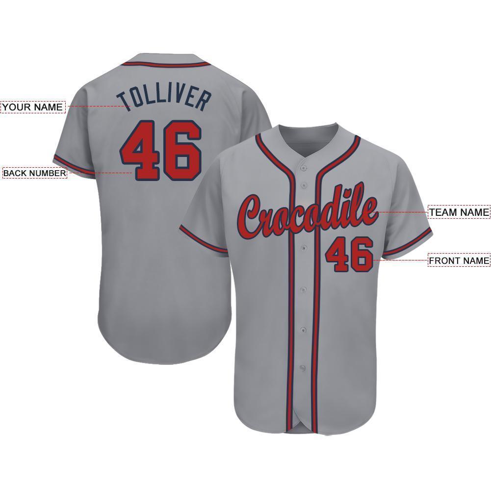 Custom Gray Red-Navy Baseball Jersey - Sky-Custom