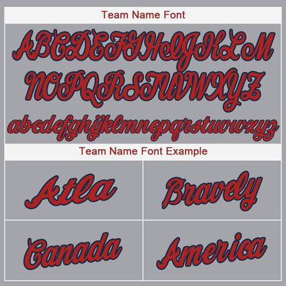 Custom Gray Red-Navy Baseball Jersey - Sky-Custom