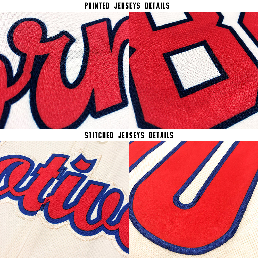 Custom Cream Red-Navy Baseball Jersey - Sky-Custom