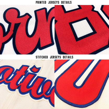 Custom Cream Red-Navy Baseball Jersey - Sky-Custom
