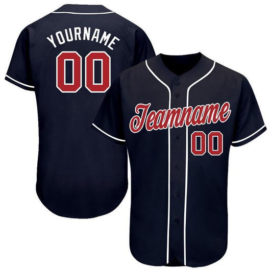 Custom Navy Red-White Baseball Jersey - Sky-Custom