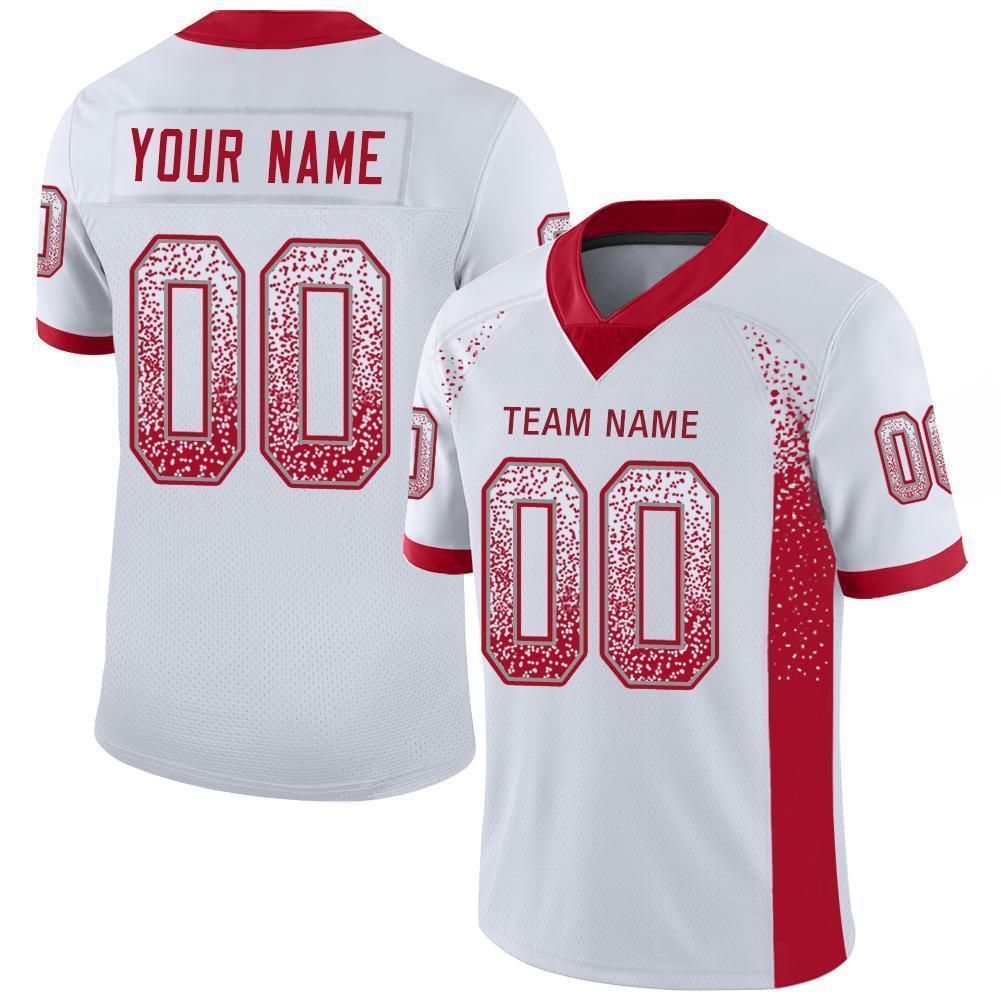 Custom White Red-Gray Mesh Drift Fashion Football Jersey - Sky-Custom