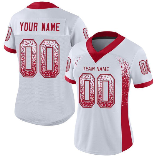 Custom White Red-Gray Mesh Drift Fashion Football Jersey - Sky-Custom