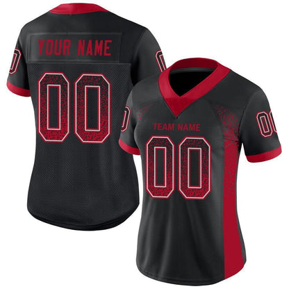 Custom Black Red-Gray Mesh Drift Fashion Football Jersey - Sky-Custom