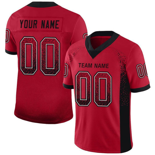 Custom Red Black-Gray Mesh Drift Fashion Football Jersey - Sky-Custom