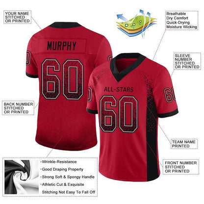 Custom Red Black-Gray Mesh Drift Fashion Football Jersey - Sky-Custom