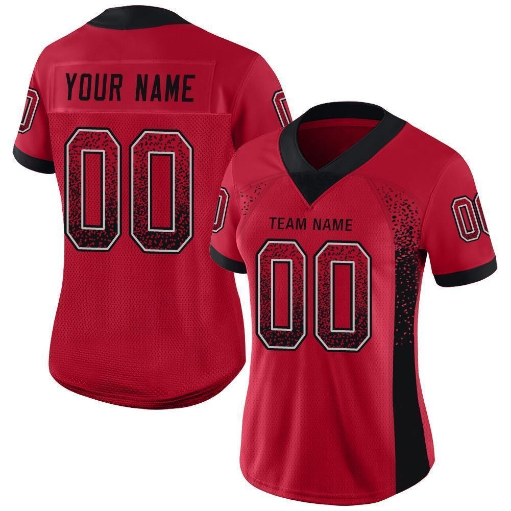 Custom Red Black-Gray Mesh Drift Fashion Football Jersey - Sky-Custom