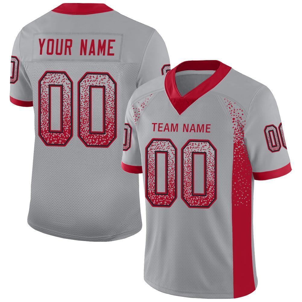 Custom Light Gray Red-Black Mesh Drift Fashion Football Jersey - Sky-Custom