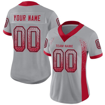Custom Light Gray Red-Black Mesh Drift Fashion Football Jersey - Sky-Custom