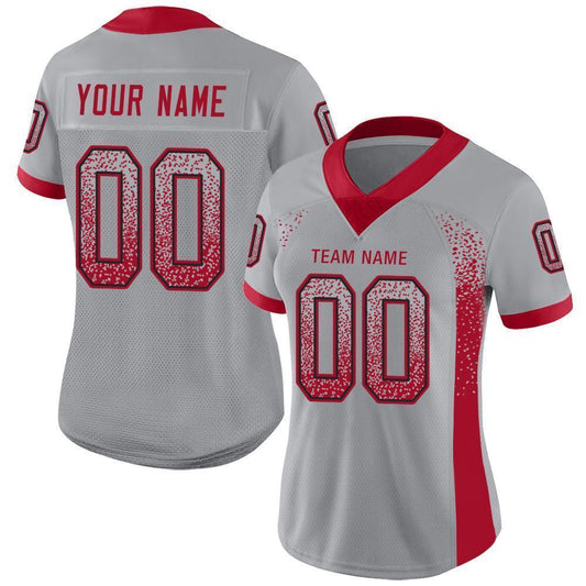 Custom Light Gray Red-Black Mesh Drift Fashion Football Jersey - Sky-Custom